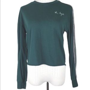 Cropped Green Long Sleeve Shirt